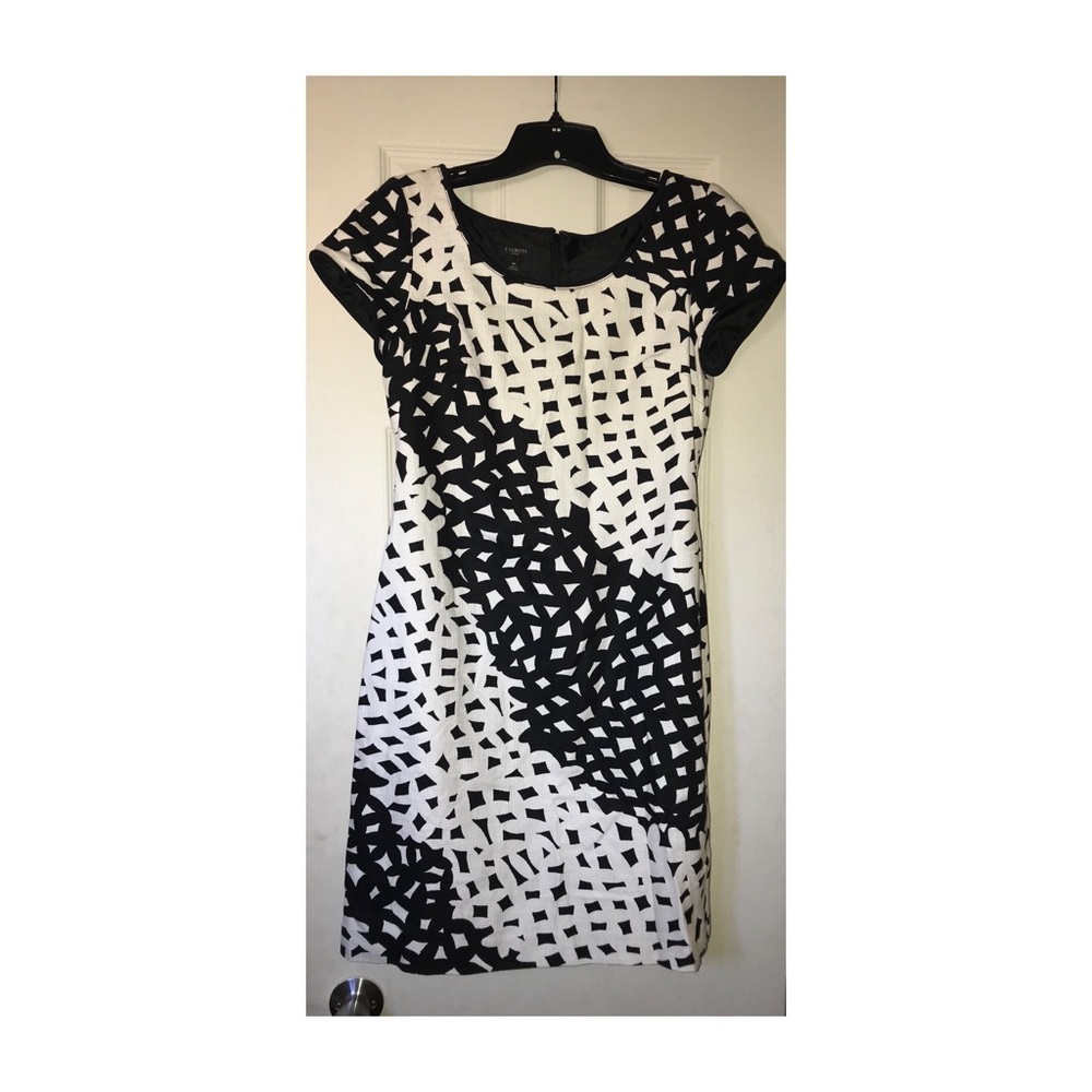 TALBOTS ( 6 PETITE) BLACK & WHITE DRESS EUC